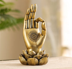 Decorative Golden Buddha Lotus Palm Showpiece