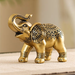 Decorative Small Golden Polyresin Elephant Figurine