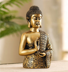 Decorative Antique Gold Meditating Buddha Statue, 24 cm