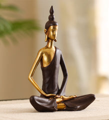 Decorative Modern Golden Brown Meditating Buddha Showpiece