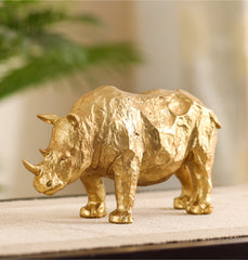 Decorative Gold Polyresin Rhinocerous Figurine