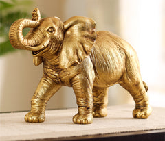 Decorative Golden Polyresin Elephant Figurine (Large)