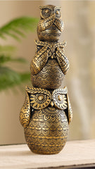 Decorative Golden Ornate Three Wise Owls Figurine