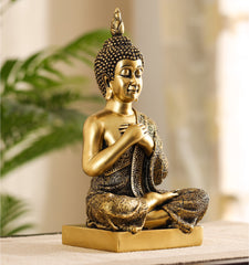 Ornate Joyful Sitting Buddha Figurine (Large)